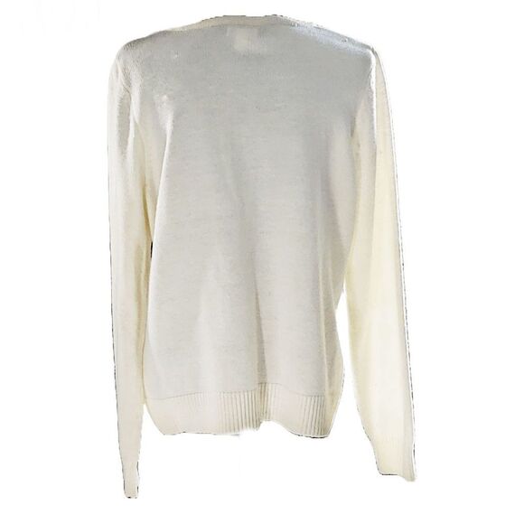 Croft & Barrow Ivory Embroidered Sequin Cardinal Sweater Size L - Picture 3 of 8